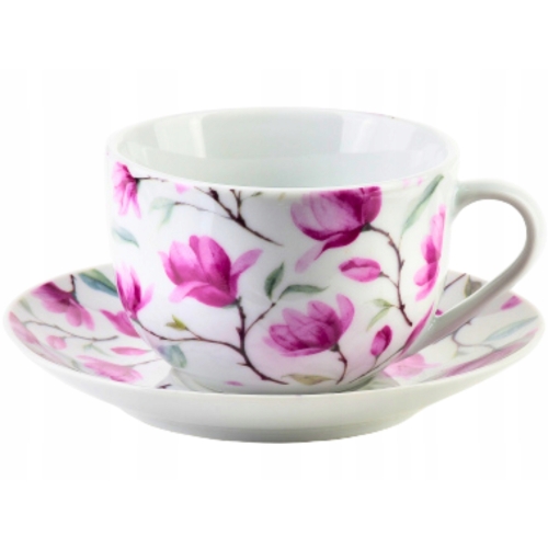 JOY Komplet 2 filiżanek 240ml Ze spodkami 14cm DO KAWY HERBATY - PORCELANA