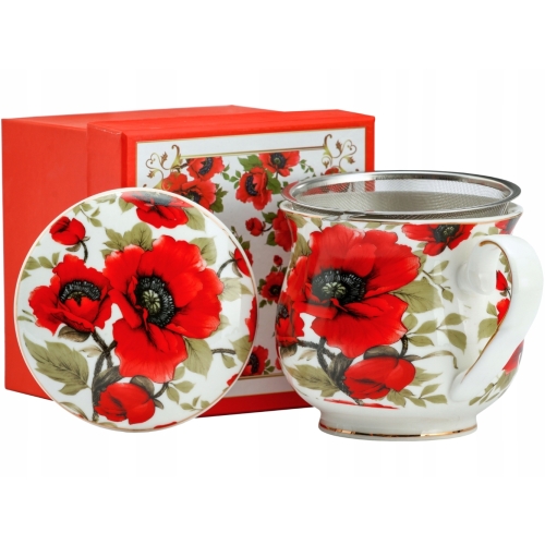 Porcelanowy Kubek z Zaparzaczem i Pokrywką do HERBATY ZIÓŁ 480 ml - MAKI