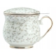 Porcelanowy Kubek z Zaparzaczem i Pokrywką do HERBATY ZIÓŁ 480 ml - LISTKI