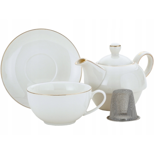 Zestaw TEA FOR ONE Porcelanowy Dzbanek 400 ml z filiżanką 250 ml - BIAŁE