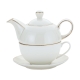 Zestaw TEA FOR ONE Porcelanowy Dzbanek 400 ml z filiżanką 250 ml - BIAŁE