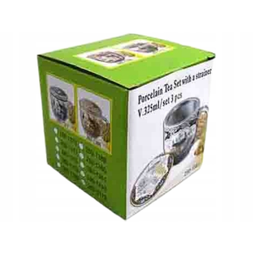 Porcelanowy Kubek 320 ml z Pokrywką i Zaparzaczem - KOLOROWA MANDALA