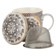 Porcelanowy Kubek 320 ml z Pokrywką i Zaparzaczem - KOLOROWA MANDALA
