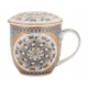 Porcelanowy Kubek 320 ml z Pokrywką i Zaparzaczem - KOLOROWA MANDALA