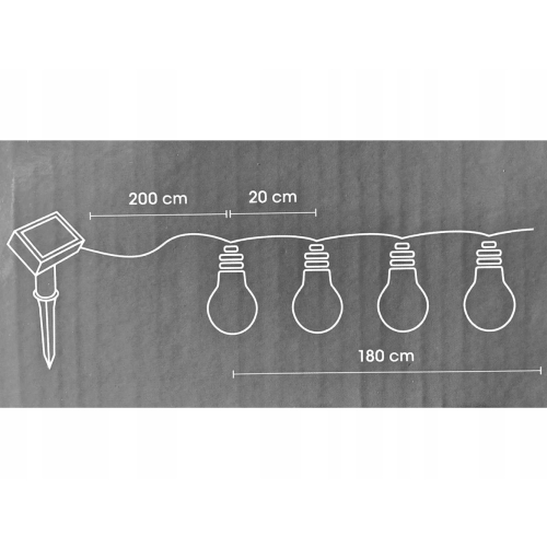 OGRODOWA Girlanda SOLARNA z CZUJNIKIEM ZMIERZCHU 10 żarówek LED - 180 cm