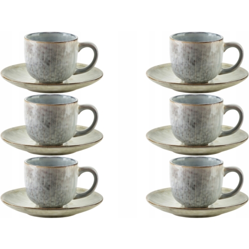 BASIC NATURE Ceramiczna filiżanka 120 ml ze spodkiem do KAWY ESPRESSO 6 szt