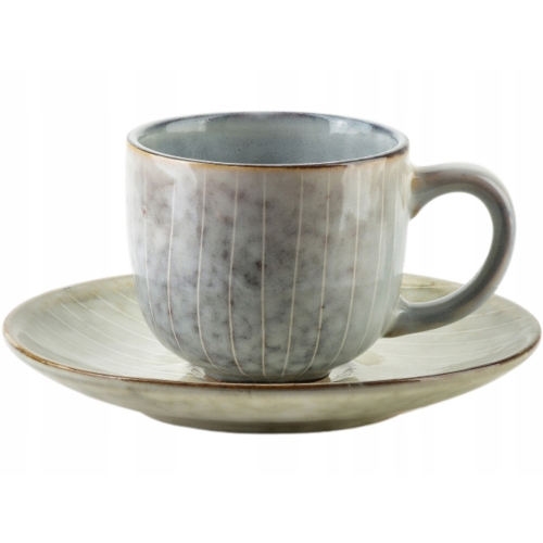 BASIC NATURE Ceramiczna filiżanka 120 ml ze spodkiem do KAWY ESPRESSO 6 szt