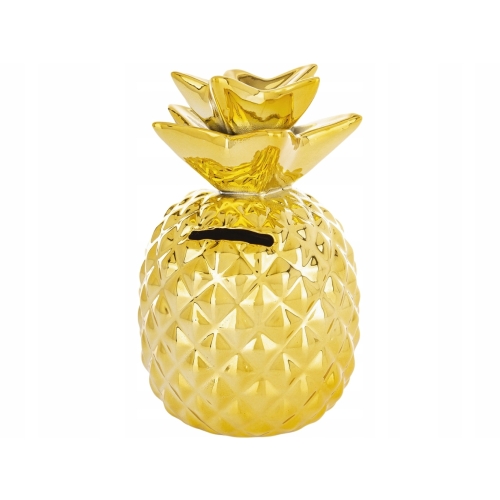 Otwierana dekoracyjna SKARBONKA 15 x 9 x 9 cm Figurka - ZŁOTY ANANAS