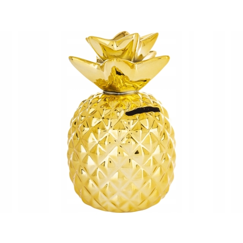Otwierana dekoracyjna SKARBONKA 15 x 9 x 9 cm Figurka - ZŁOTY ANANAS