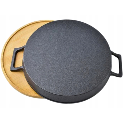 LUXE Żaroodporne Naczynie ŻELIWNE 20 x 3 cm + BAMBUSOWA podstawka