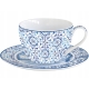 EASY LIFE Porcelanowa filiżanka 280 ml ze spodkiem do KAWY HERBATY - INDIGO