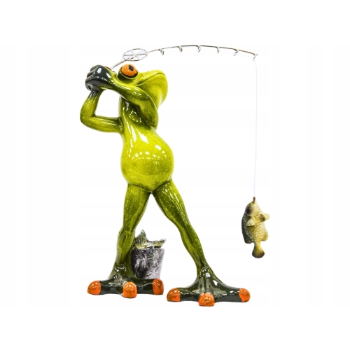 Ozdobna Figurka 18 x 12 x 8 cm - Żaba z wędką Wędkarz