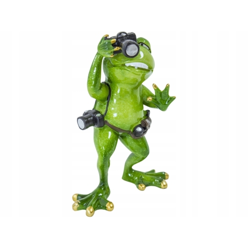 Ozdobna Figurka 17 x 12 x 7 cm - Żaba Fotograf Fotoreporter z aparatem