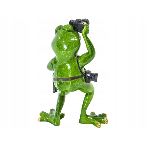 Ozdobna Figurka 17 x 12 x 7 cm - Żaba Fotograf Fotoreporter z aparatem