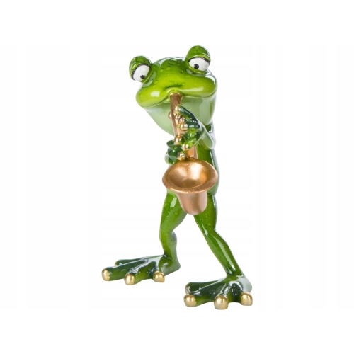 Ozdobna Figurka 14,5 x 8 x 9 cm - Żaba Saksofonista Muzyk z saksofonem