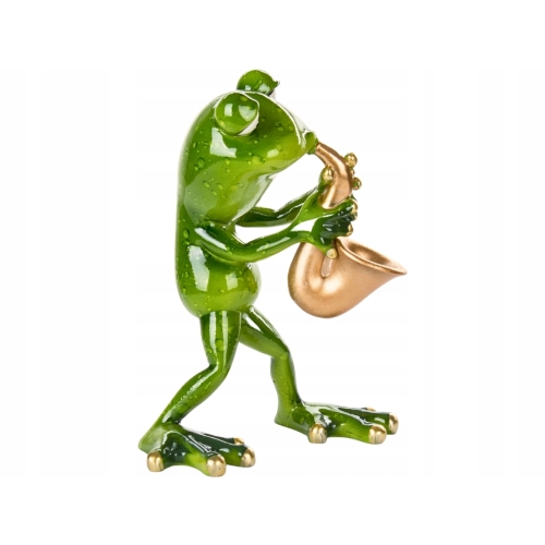 Ozdobna Figurka 14,5 x 8 x 9 cm - Żaba Saksofonista Muzyk z saksofonem