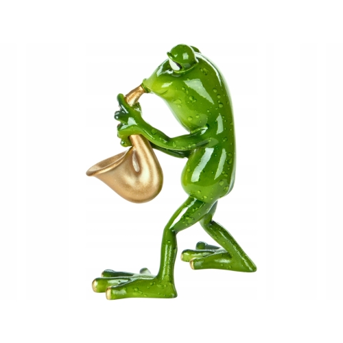Ozdobna Figurka 14,5 x 8 x 9 cm - Żaba Saksofonista Muzyk z saksofonem