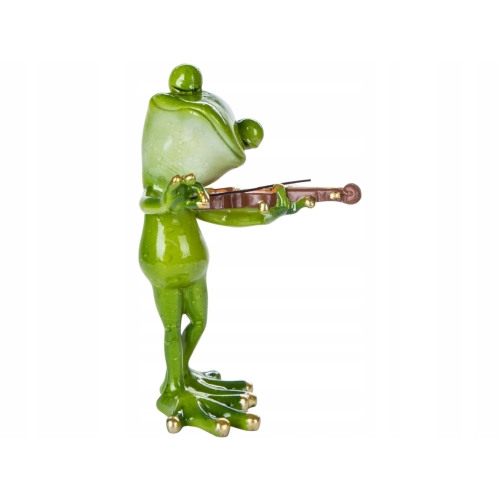 Ozdobna Figurka 16,5 x 7 x 11 cm - Żaba Skrzypek Muzyk ze skrzypcami