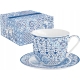 EASY LIFE Porcelanowa filiżanka 370 ml ze spodkiem do KAWY HERBATY - INDIGO