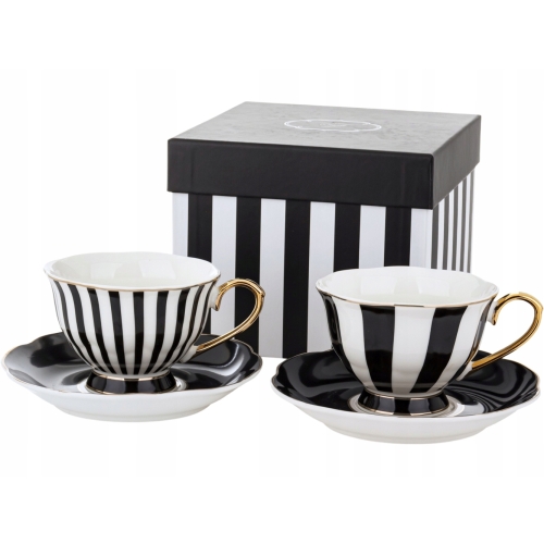 DWIE Porcelanowe Filiżanki 220 ml do KAWY HERBATY - Zestaw Kawowy ELEGANT