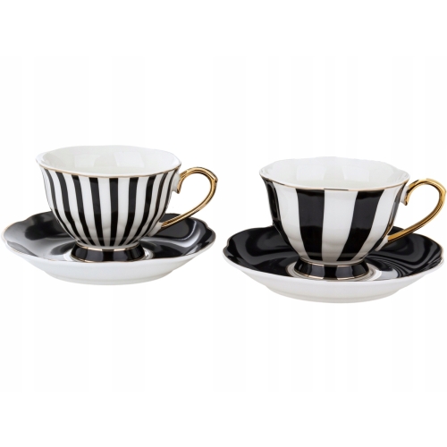 DWIE Porcelanowe Filiżanki 220 ml do KAWY HERBATY - Zestaw Kawowy ELEGANT