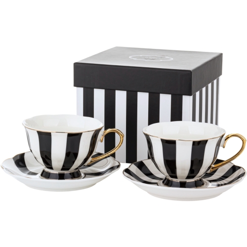 DWIE Porcelanowe Filiżanki 220 ml do KAWY HERBATY - Zestaw Kawowy ELEGANT