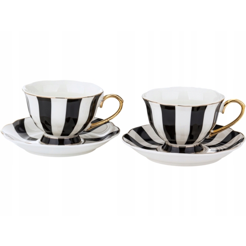 DWIE Porcelanowe Filiżanki 220 ml do KAWY HERBATY - Zestaw Kawowy ELEGANT
