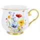 DUŻY Porcelanowy Kubek Filiżanka do KAWY HERBATY 450 ml, 10 x 9 cm - KWIATY