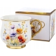 DUŻY Porcelanowy Kubek Filiżanka do KAWY HERBATY 450 ml, 10 x 9 cm - KWIATY