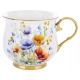 DUŻY Porcelanowy Kubek Filiżanka do KAWY HERBATY 450 ml, 10 x 9 cm - KWIATY