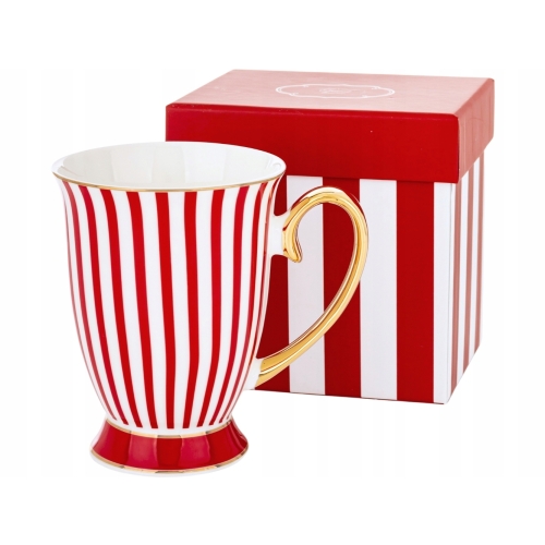Porcelanowy Kubek Filiżanka do KAWY HERBATY 300 ml, 8,5 x 11 cm - CZERWONY