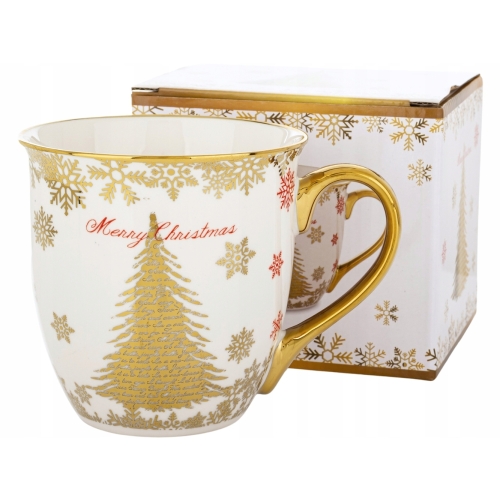 DUŻY Porcelanowy Kubek Filiżanka do KAWY HERBATY 560 ml - MERRY CHRISTMAS