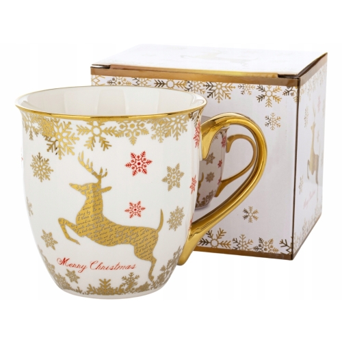 DUŻY Porcelanowy Kubek Filiżanka do KAWY HERBATY 560 ml - MERRY CHRISTMAS