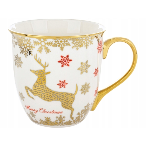 DUŻY Porcelanowy Kubek Filiżanka do KAWY HERBATY 560 ml - MERRY CHRISTMAS