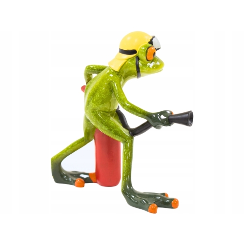 Ozdobna Figurka 14 x 14 x 6 cm - Żaba Strażak z gaśnicą