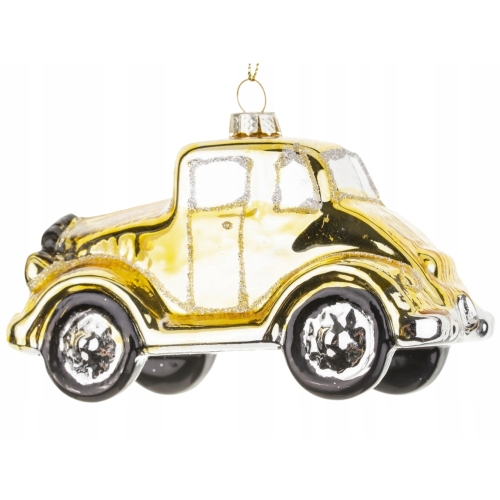 Bombka SZKLANA 7,4 x 10,9 x 5,1 cm Ozdoba choinkowa - SAMOCHÓD RETRO ZŁOTY