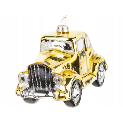 Bombka SZKLANA 7,4 x 10,9 x 5,1 cm Ozdoba choinkowa - SAMOCHÓD RETRO ZŁOTY
