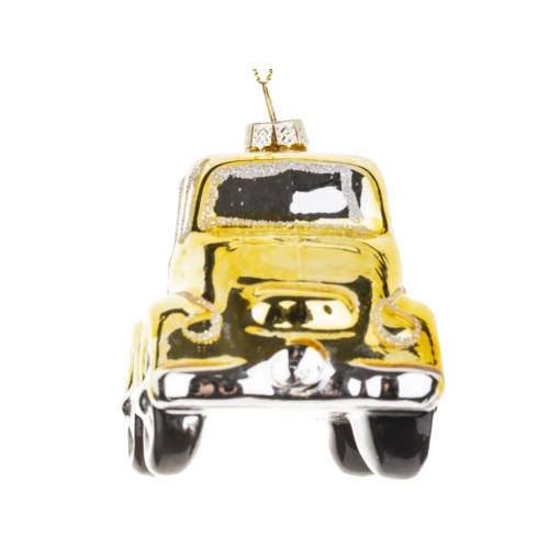 Bombka SZKLANA 7,4 x 10,9 x 5,1 cm Ozdoba choinkowa - SAMOCHÓD RETRO ZŁOTY