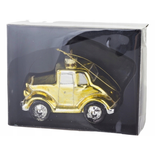 Bombka SZKLANA 7,4 x 10,9 x 5,1 cm Ozdoba choinkowa - SAMOCHÓD RETRO ZŁOTY