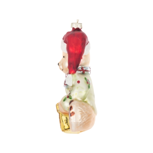 Bombka SZKLANA 12 x 9 x 4 cm Ozdoba choinkowa - MIŚ Z PREZENTAMI