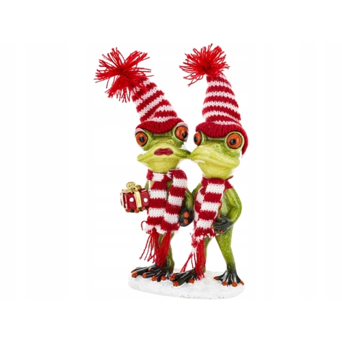 Ozdobna Figurka ŻABA 20 x 11 x 5,5 cm - DWIE Żabki Z PREZENTEM