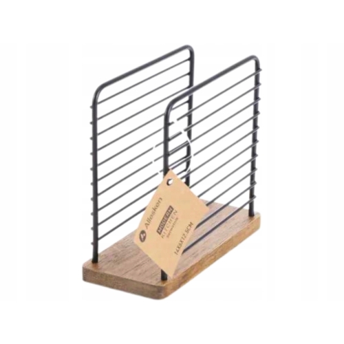MODERN KITCHEN Czarny Serwetnik 14 x 6 x 12,5 cm - DREWNO KAUCZUKOWE, METAL