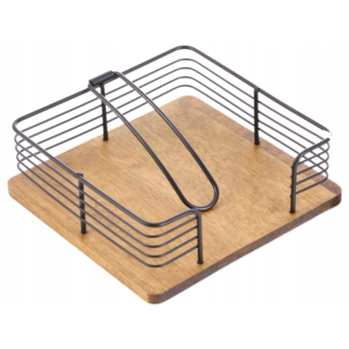 MODERN KITCHEN Czarny Serwetnik 19 x 19 x 7 cm - DREWNO KAUCZUKOWE, METAL