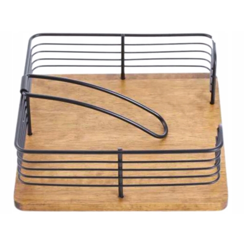 MODERN KITCHEN Czarny Serwetnik 19 x 19 x 7 cm - DREWNO KAUCZUKOWE, METAL