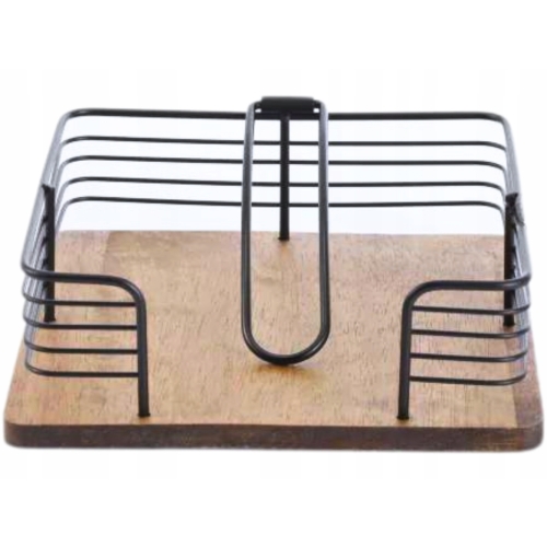 MODERN KITCHEN Czarny Serwetnik 19 x 19 x 7 cm - DREWNO KAUCZUKOWE, METAL