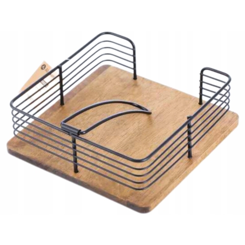 MODERN KITCHEN Czarny Serwetnik 19 x 19 x 7 cm - DREWNO KAUCZUKOWE, METAL