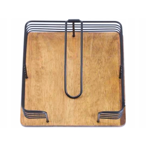 MODERN KITCHEN Czarny Serwetnik 19 x 19 x 7 cm - DREWNO KAUCZUKOWE, METAL