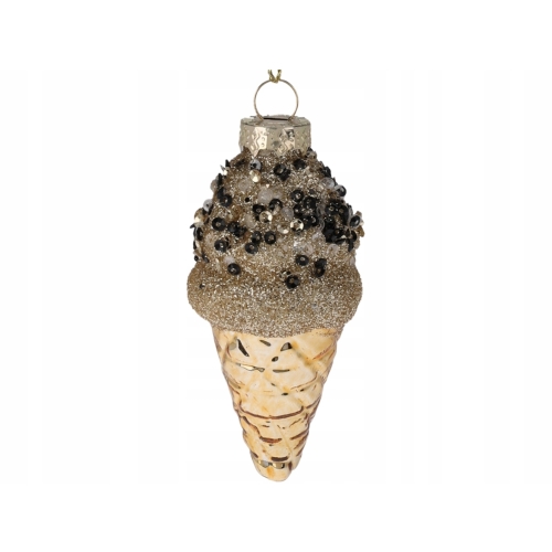 Bombka SZKLANA 4 x 4 x 9 cm Ozdoba choinkowa - LODY W WAFELKU