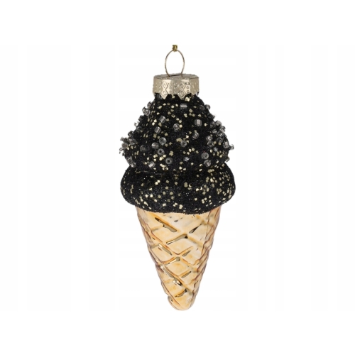Bombka SZKLANA 4 x 4 x 9 cm Ozdoba choinkowa - LODY W WAFELKU
