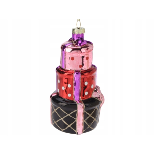 Bombka SZKLANA 5,5 x 12 cm Ozdoba choinkowa - PREZENTY PUDEŁKA Z PREZENTAMI